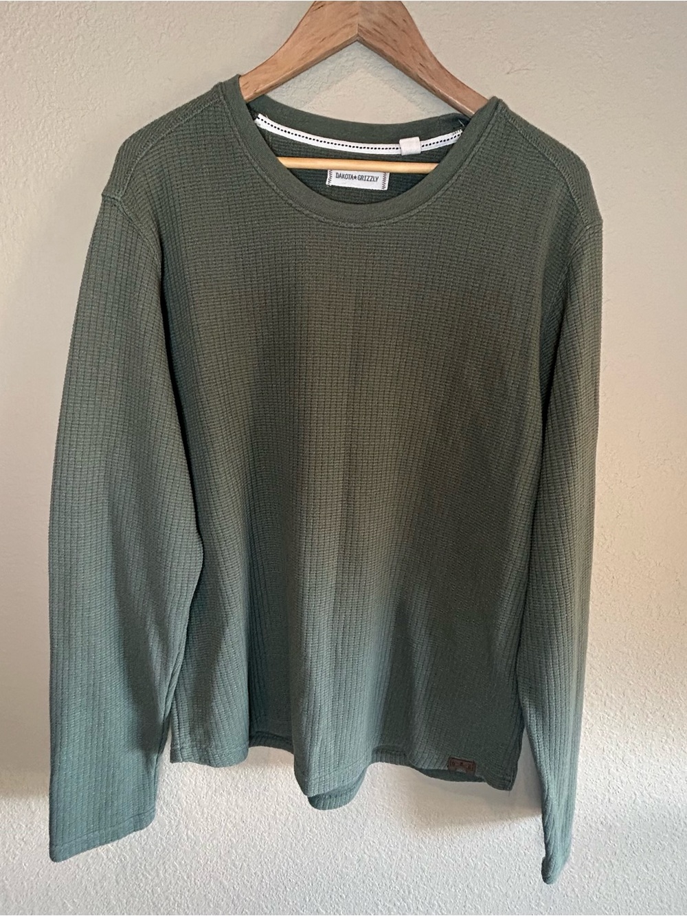 Rugged Dakota Grizzly Waffle Knit Thermal Long Sleeve Olive Green